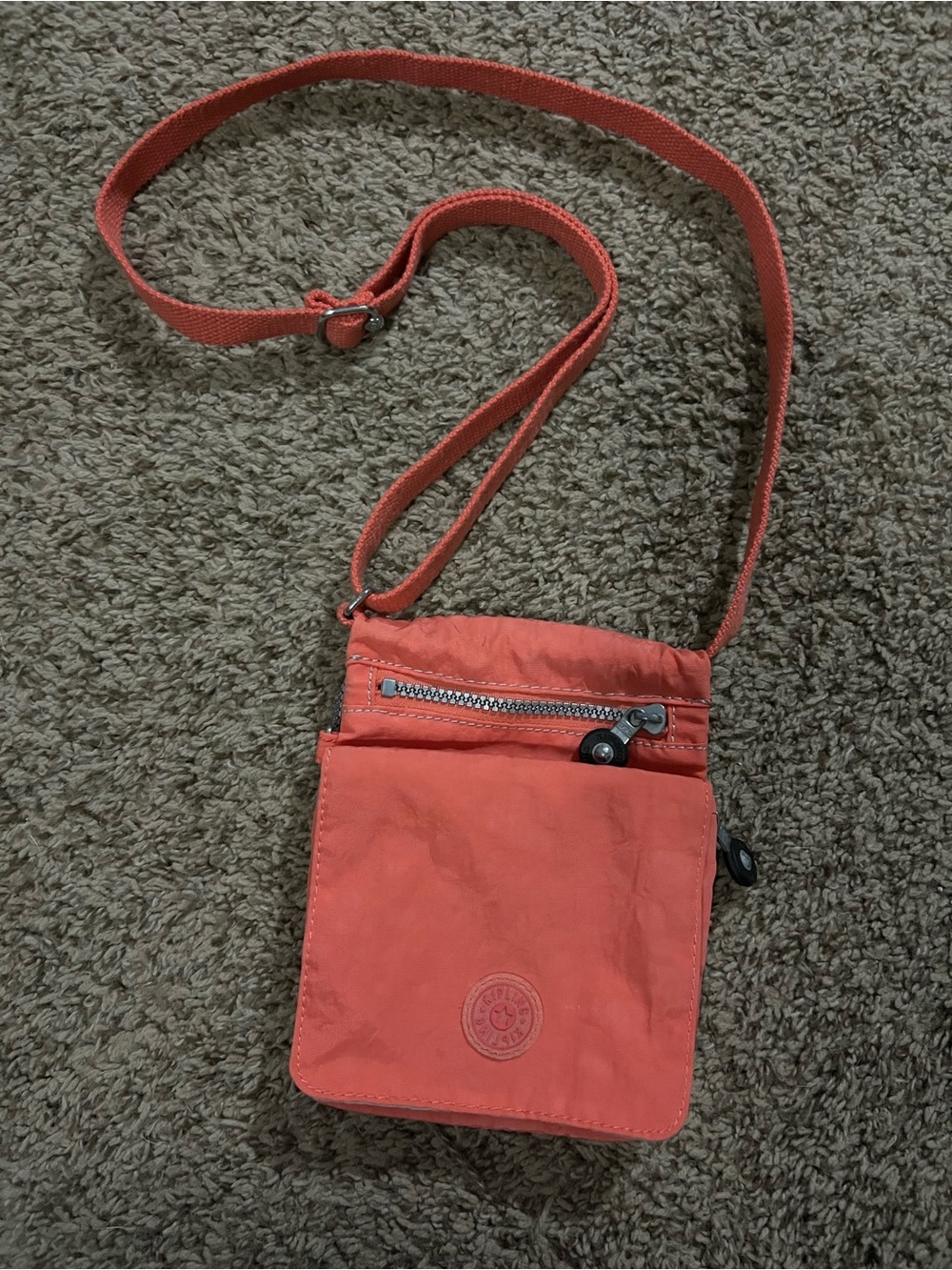 Kipling El Dorado Coral Crossbody Bag with Front Zip Pocket Purse